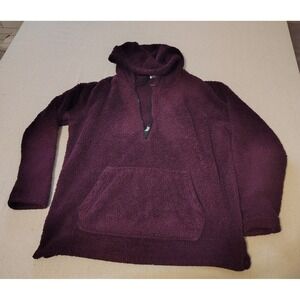 PINK Victoria's Secret Sherpa Fleece Hoodie Purple Quarter Zip Pocket Sz M 10